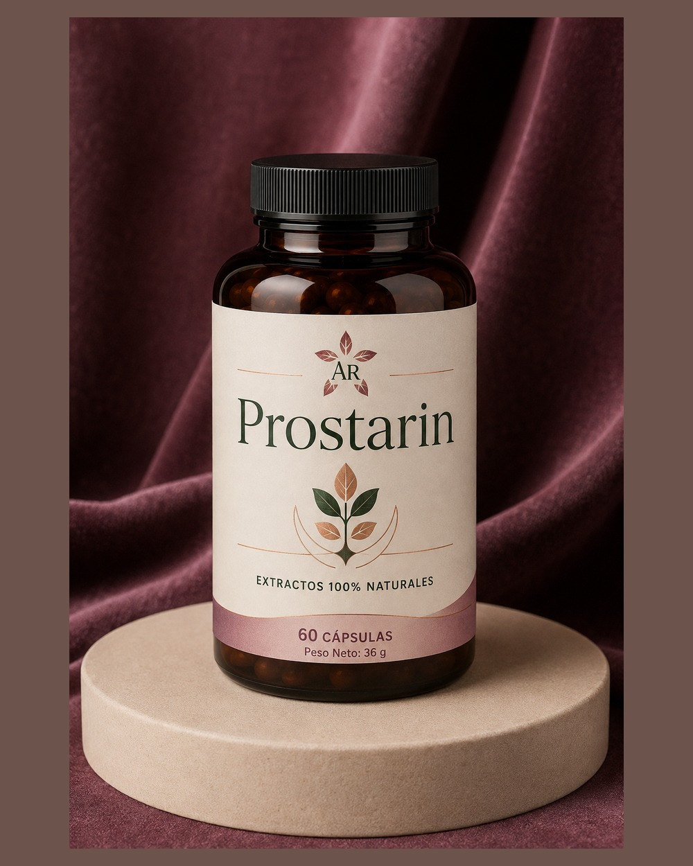 Prostarin en una composición de estudio con tonos crema y verdes